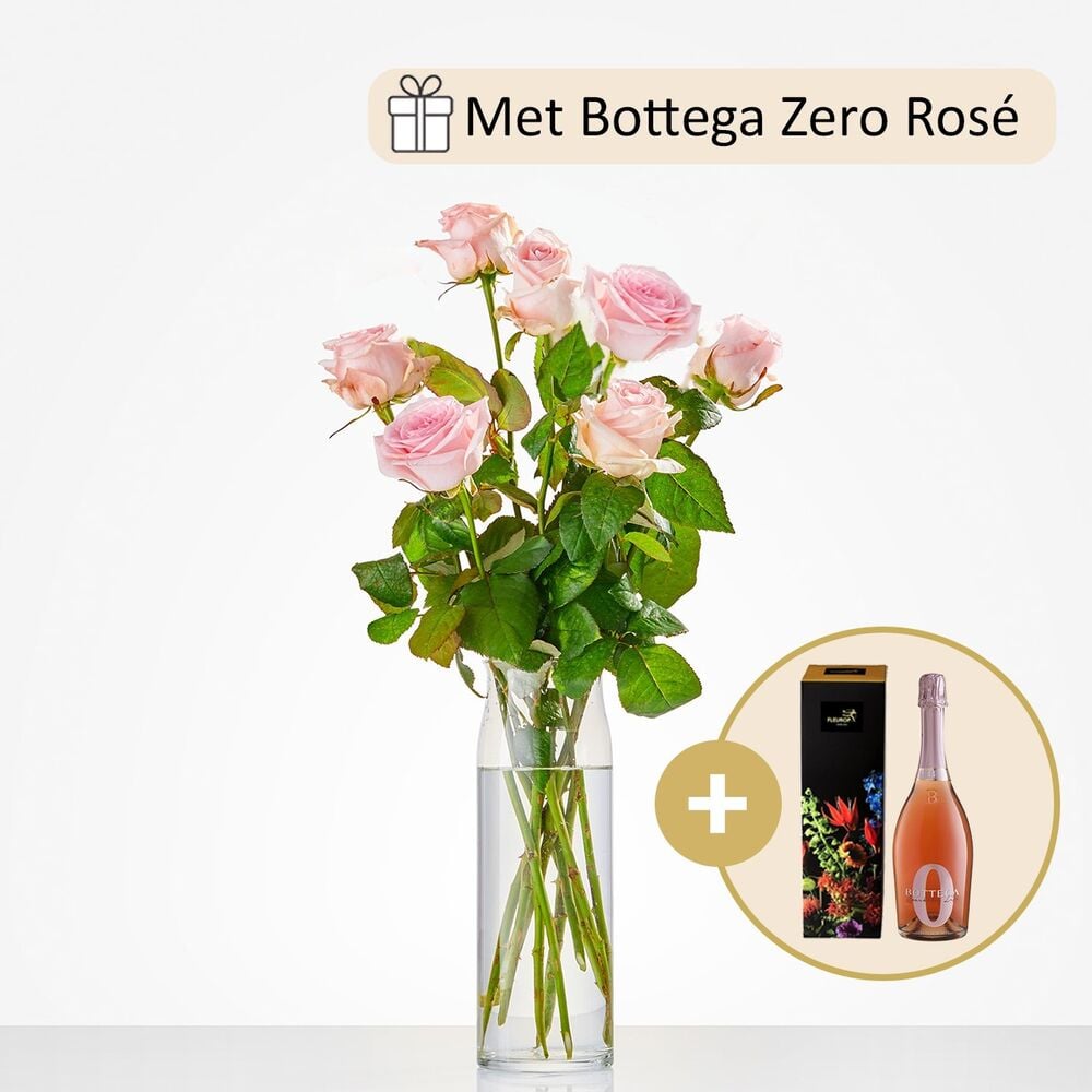 Bubbles and pink roses gift set