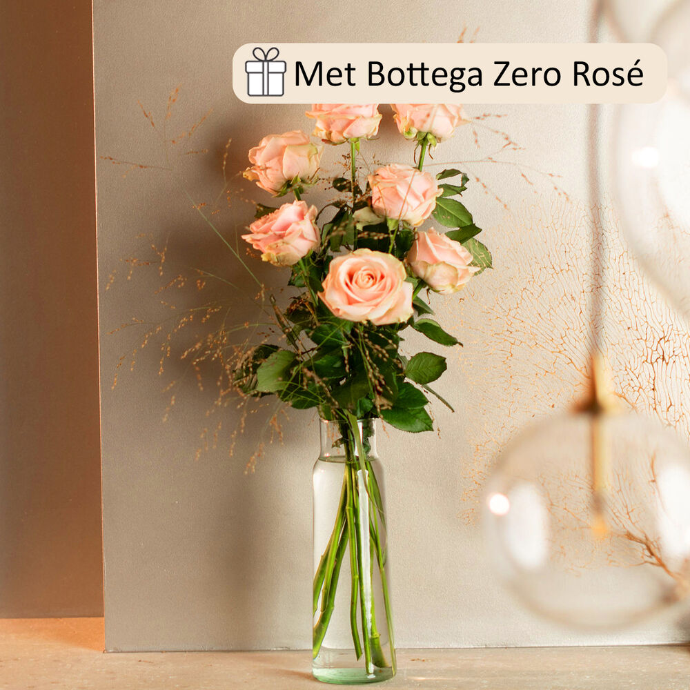 Bubbles and pink roses gift set