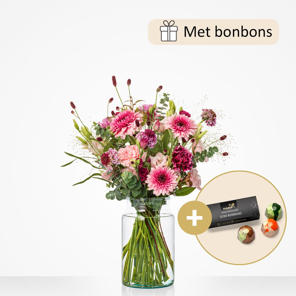 Liefdevol boeket (cadeauset met chocolade)
