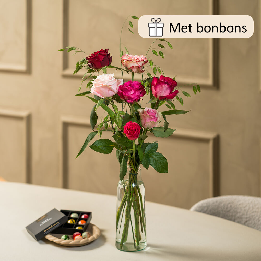 Zoete verrassing boeket (cadeauset met chocolade)