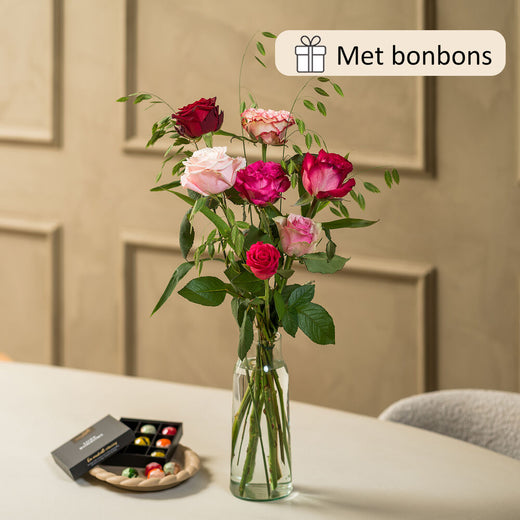 Zoete verrassing boeket (cadeauset met chocolade)