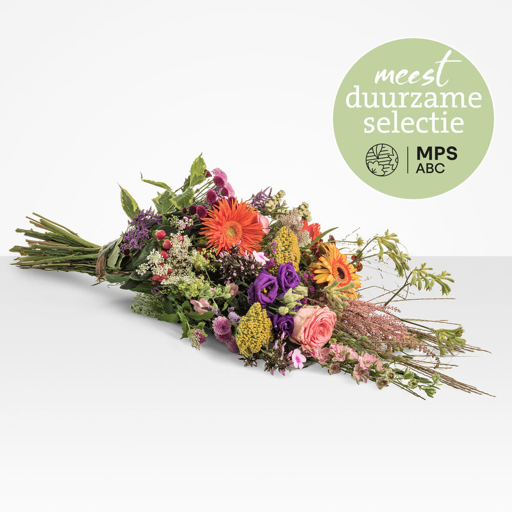 Duurzaam kleurrijk rouwboeket